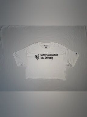 Champion White Southern Connecticut State University Crop Tee